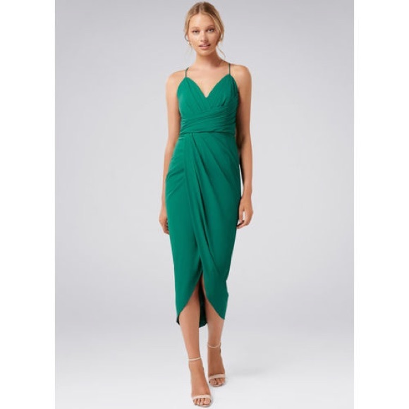 Forever New Green Solid Sheath Dress - Picture 1 of 7
